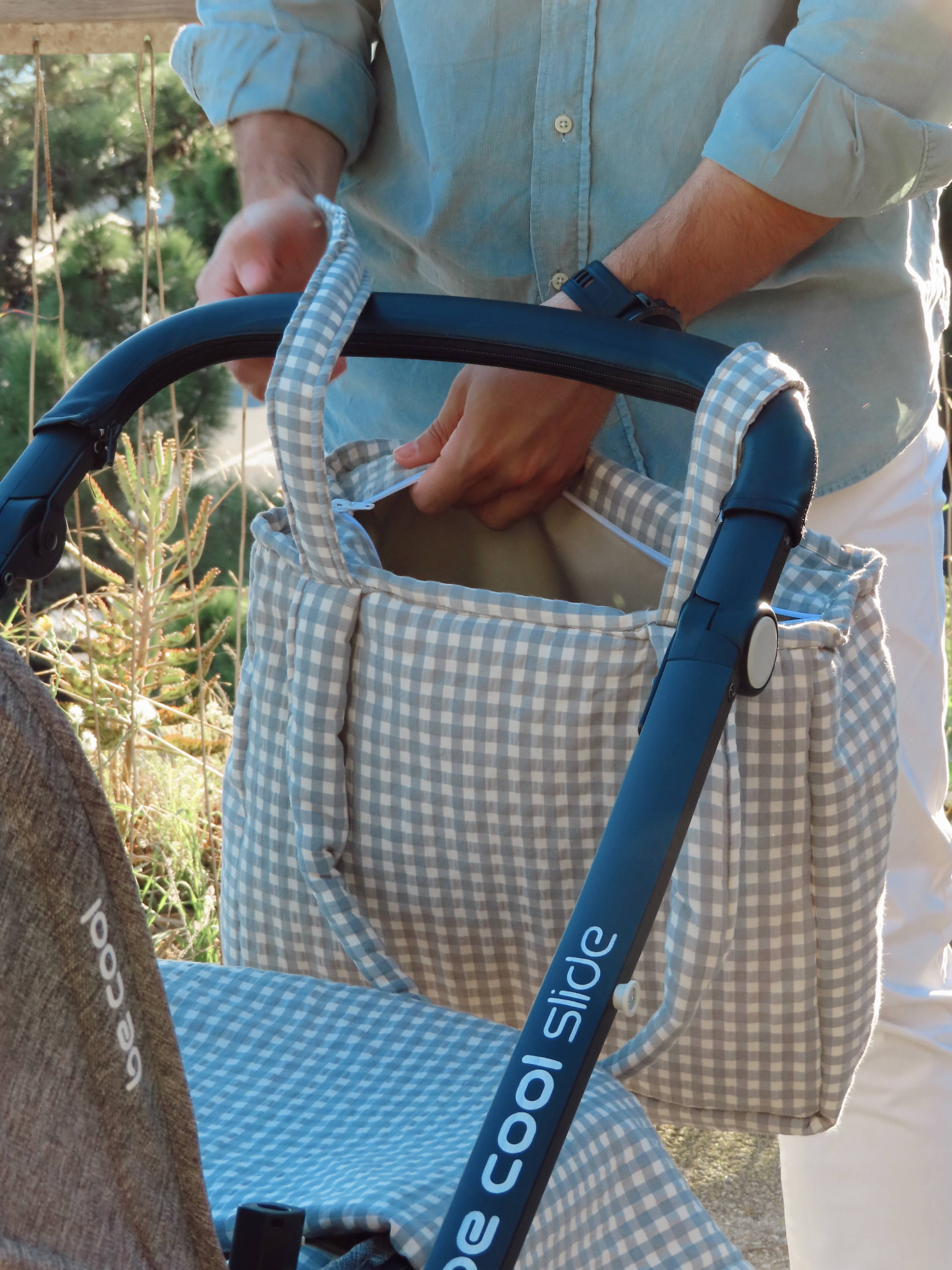 Diaper bag with a vichy design