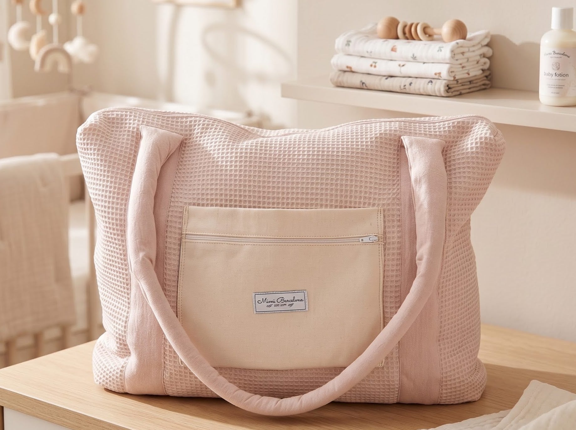 Maternity Bag Waffle Pink