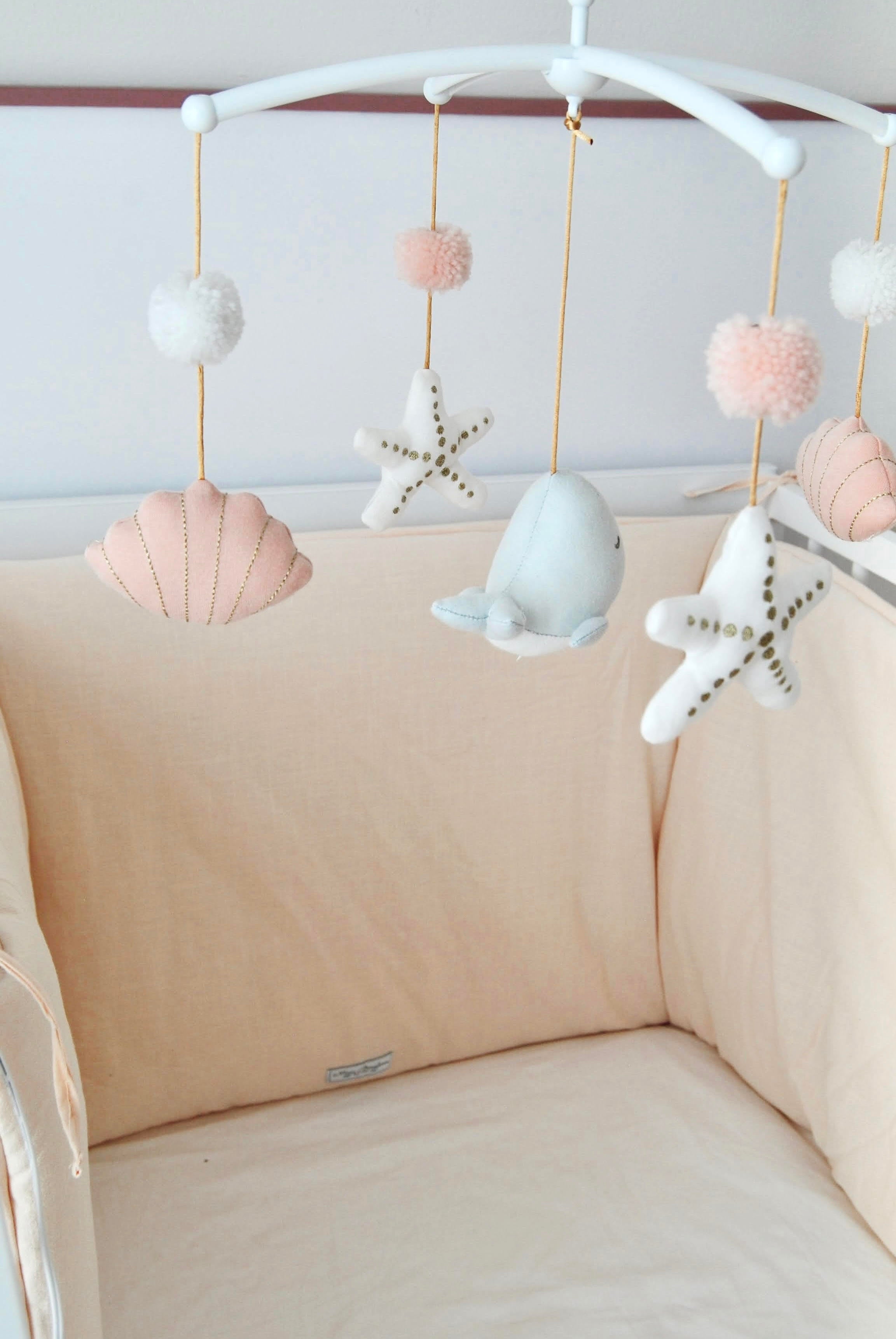 Padded Cot Bumper Ecru